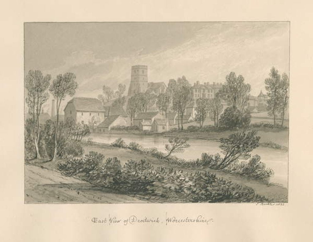 Detail of Worcestershire - Droitwich - East View of Town by John Buckler
