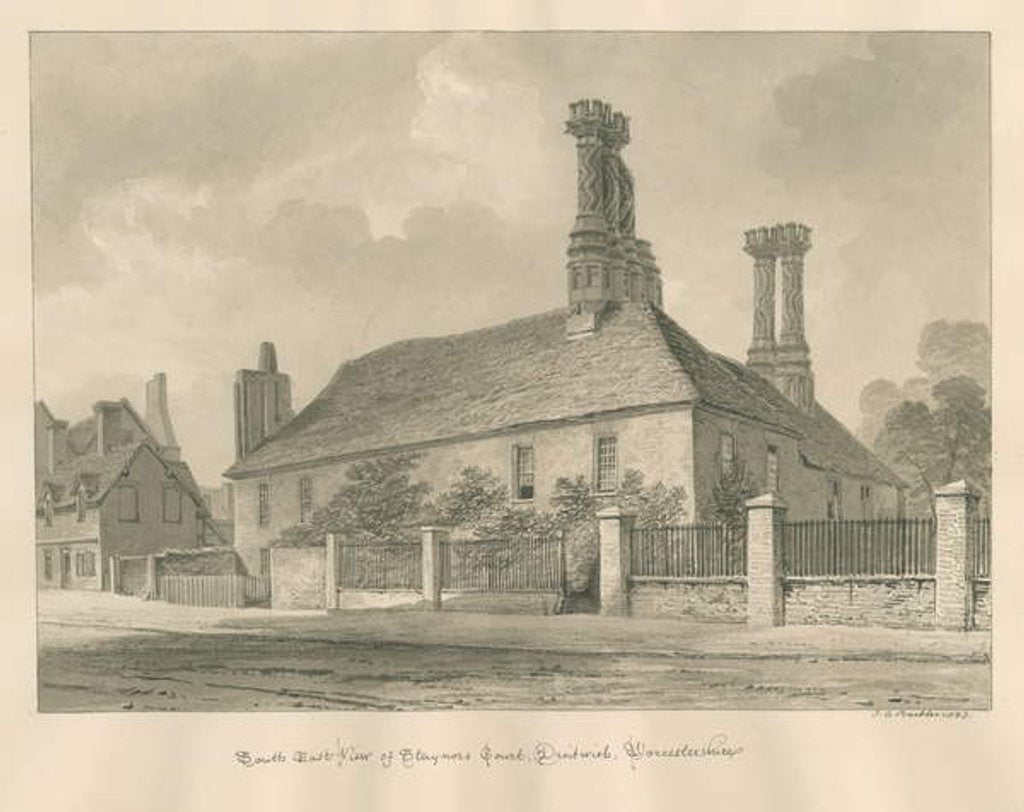 Detail of Worcestershire - Droitwich - Staynors Court: sepia drawing, 1833 by John Chessell Buckler
