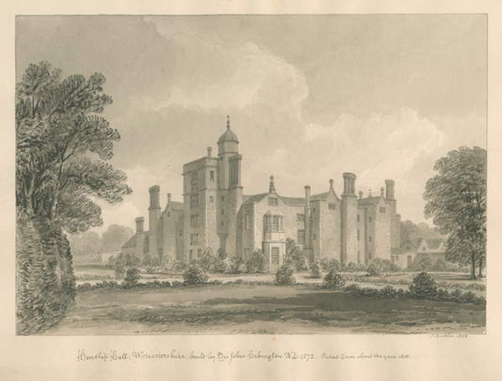 Detail of Worcestershire - Hindlip Hall by John Buckler