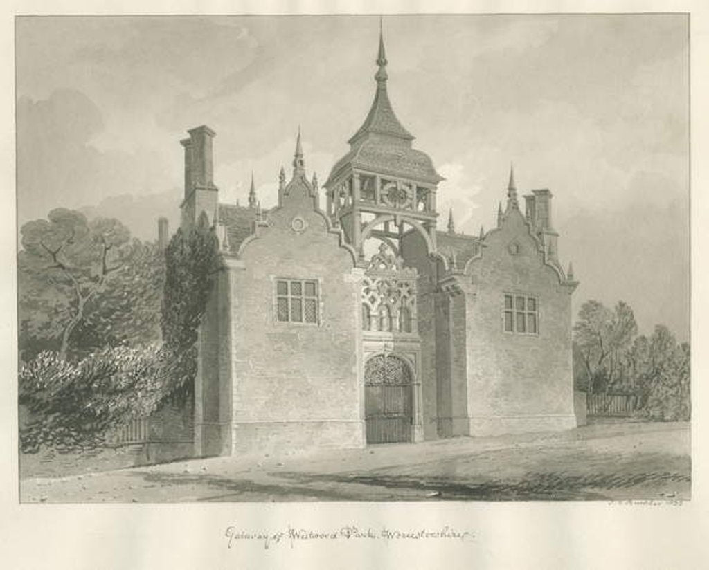 Detail of Worcestershire - Westwood Park - Entrance Gate by John Chessell Buckler