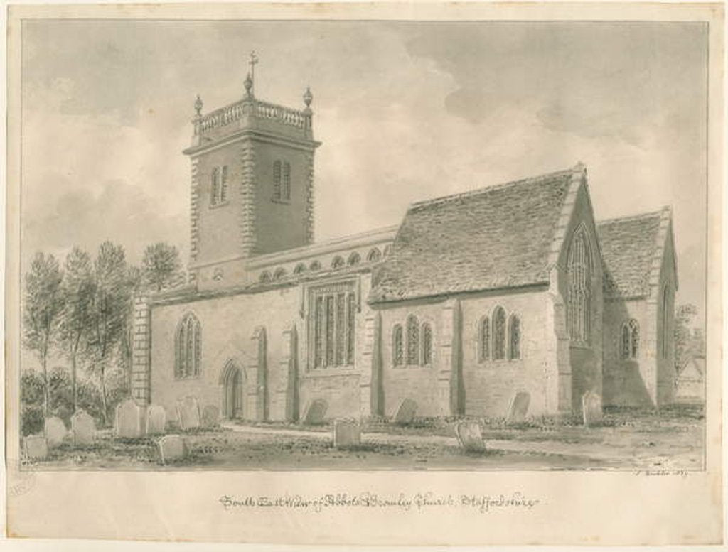Detail of Abbots Bromley Church : sepia drawing, 1839 by John Buckler