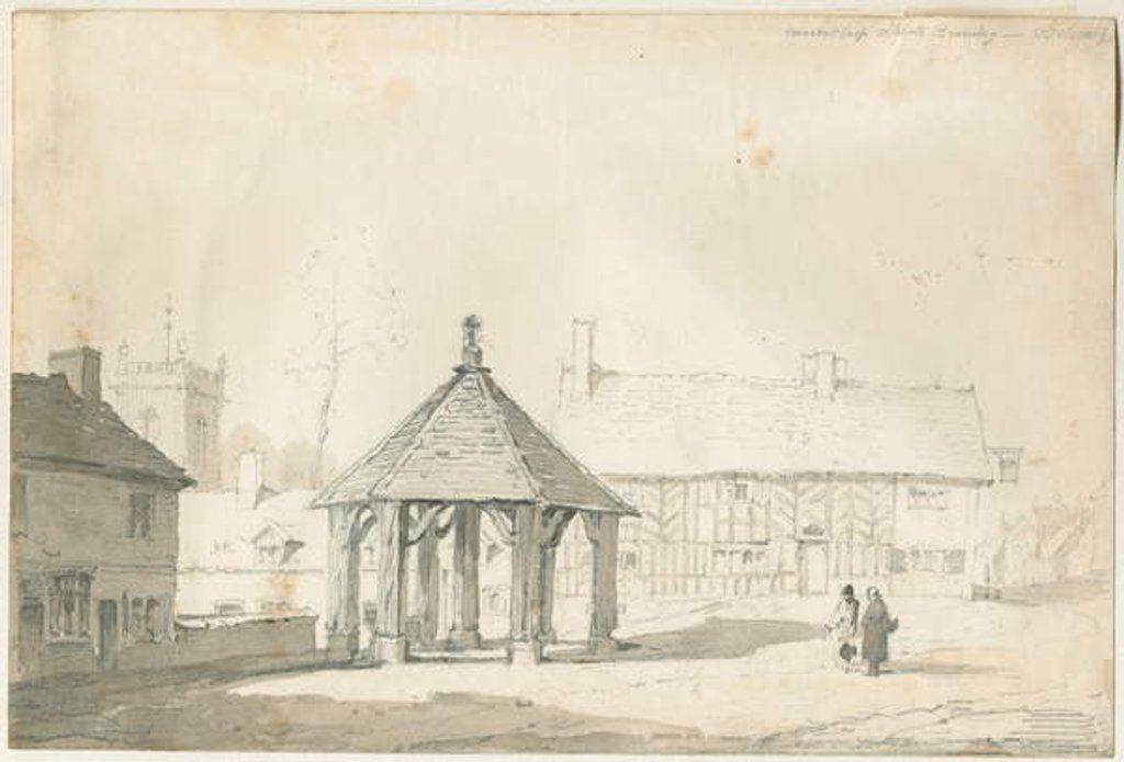 Detail of Abbots Bromley Tudor - Market Cross and House by Thomas Peploe Wood