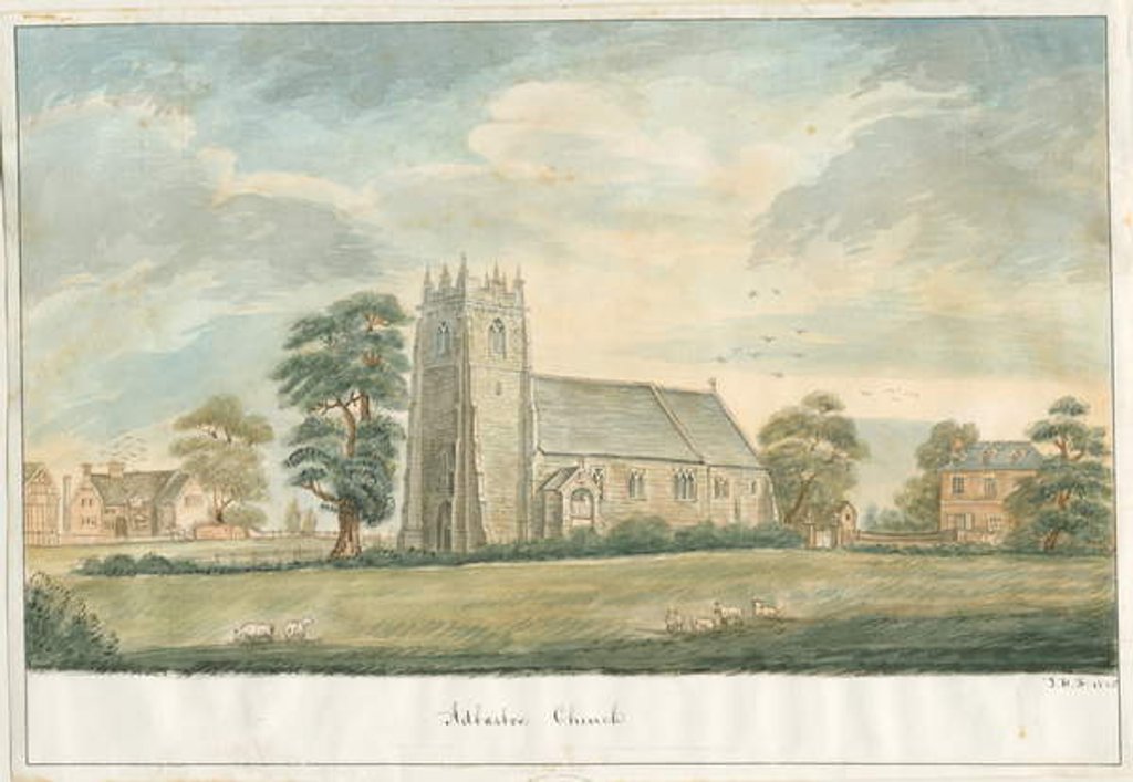 Detail of Adbaston Church: pen and wash drawing, 1836 by John Robert Fernyhough