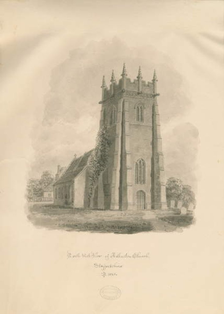 Detail of Adbaston Church by John Buckler