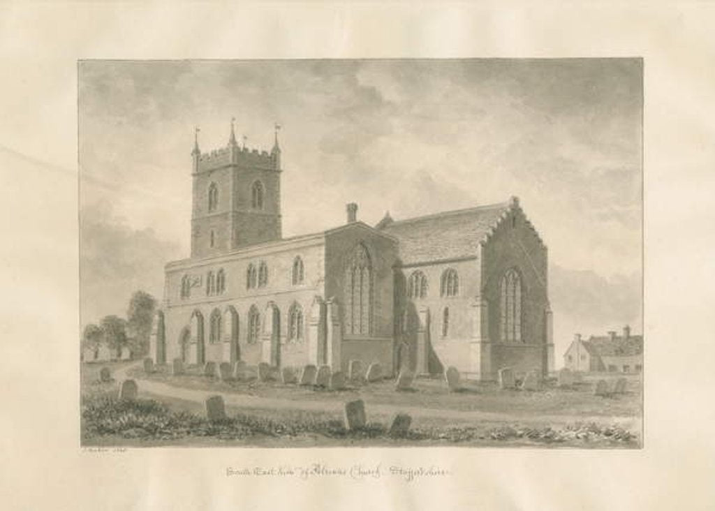 Detail of Alrewas Church: sepia drawing, 1848 by John Buckler
