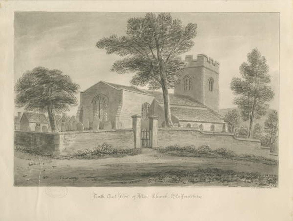 Detail of Alton Church: sepia drawing, 1841 by John Chessell Buckler