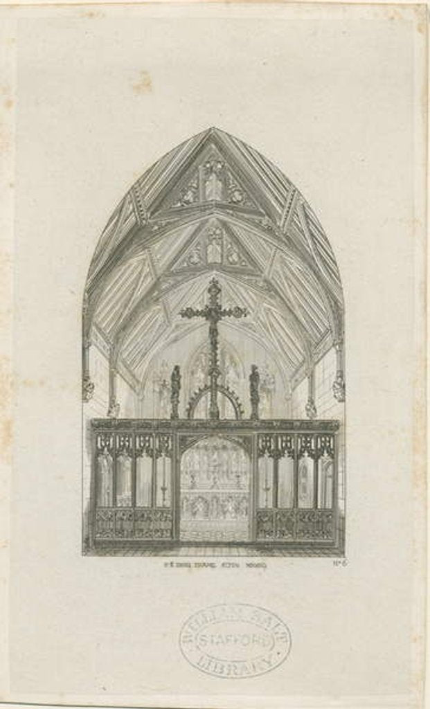 Detail of Alton - Interior of St. John's Convent School: engraving by Augustus Welby Northmore Pugin