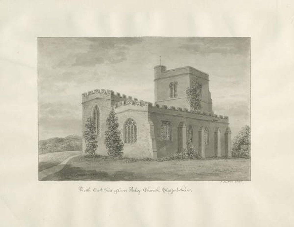 Detail of Arley Church: sepia drawing, 1846 by John Buckler