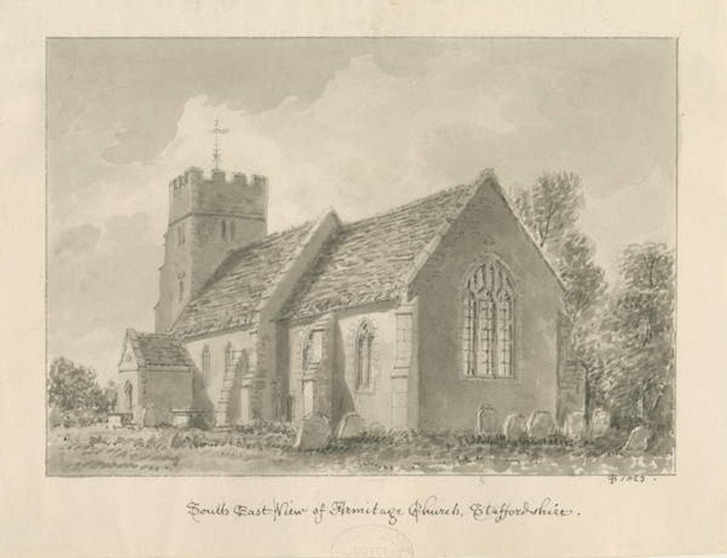 Detail of Armitage Church: sepia drawing, 1823 by John Buckler