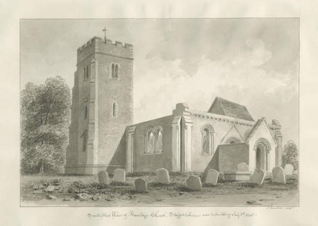 Detail of Armitage Church: sepia drawing, 1845 by John Buckler