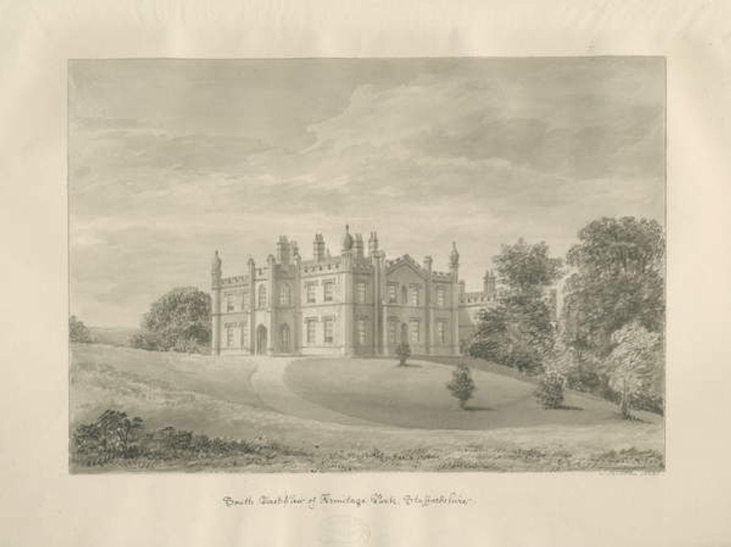 Detail of Armitage Park: sepia drawing, 1823 by John Buckler