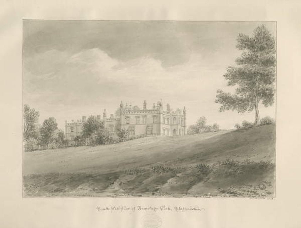 Detail of Armitage Park: sepia drawing, 1823 by John Chessell Buckler