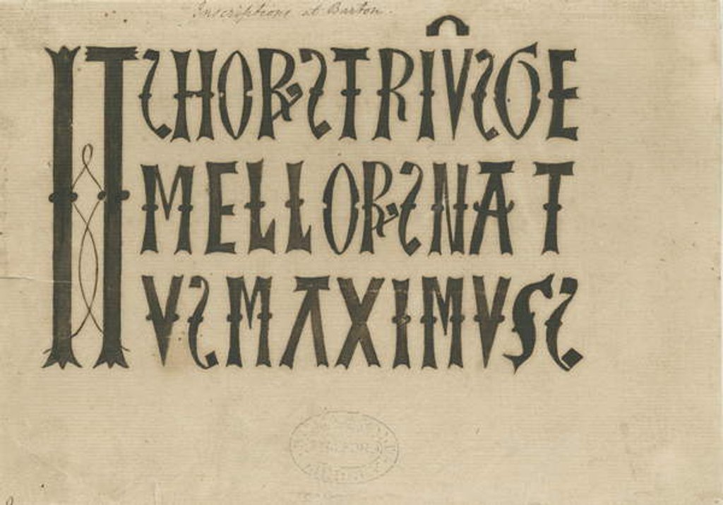 Detail of Barton under Needwood Church - inscription by School English