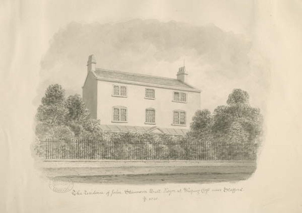 Detail of Baswich Village - house of John Stevenson Salt, Esq. : sepia drawing, 1841 by John Buckler