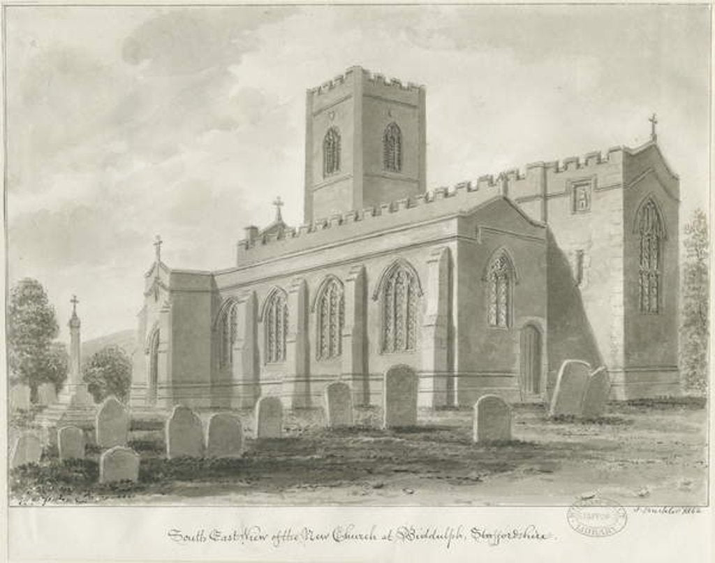 Detail of Biddulph Church by John Buckler