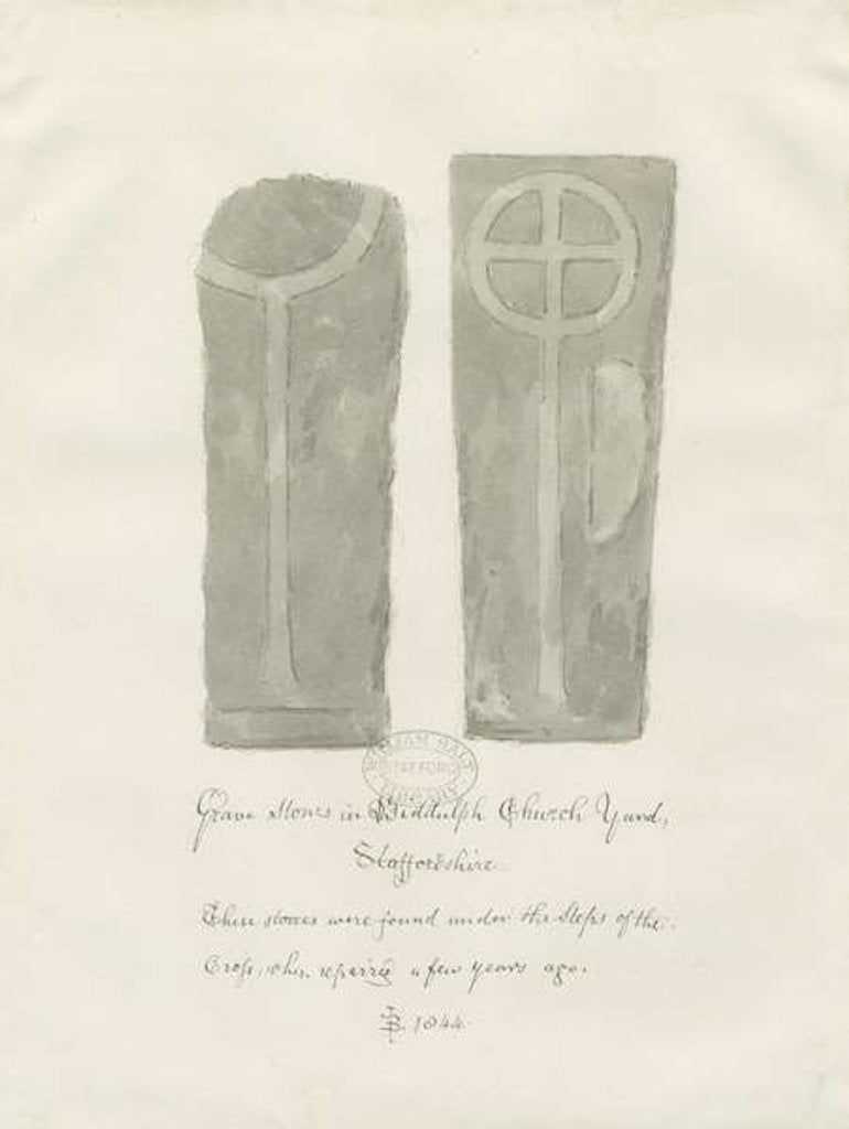 Detail of Grave stones in Biddulph Churchyard by John Buckler