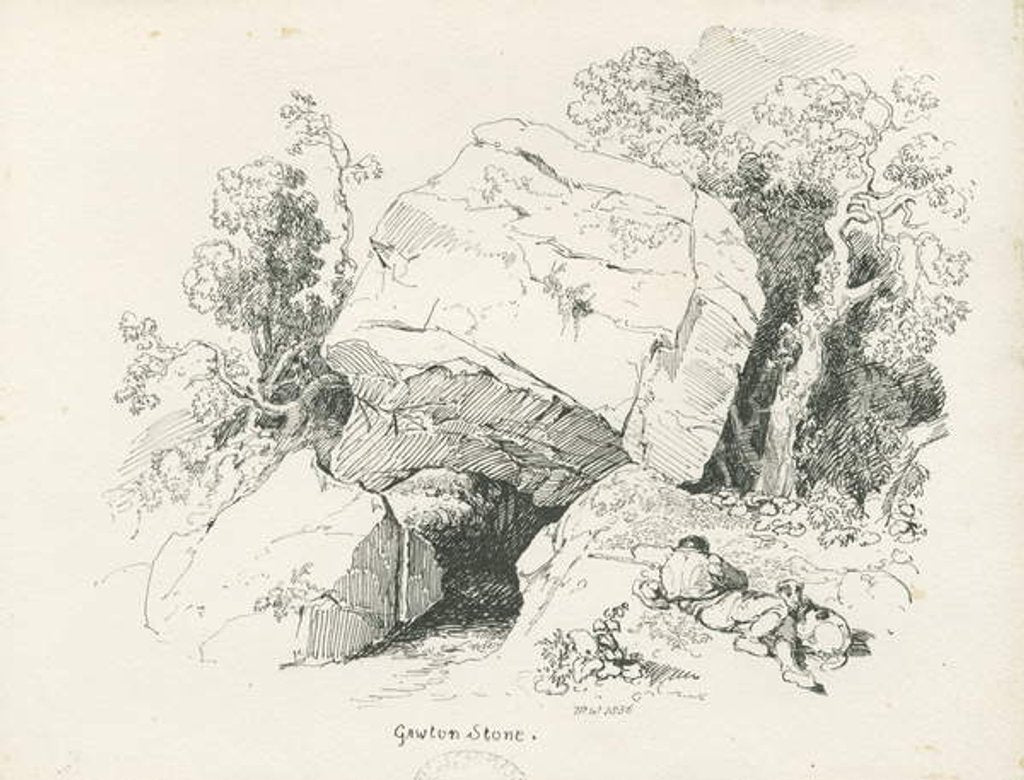 Detail of Biddulph - 'Gawton Stone' : pen and ink drawing, 1836 by Thomas Peploe Wood