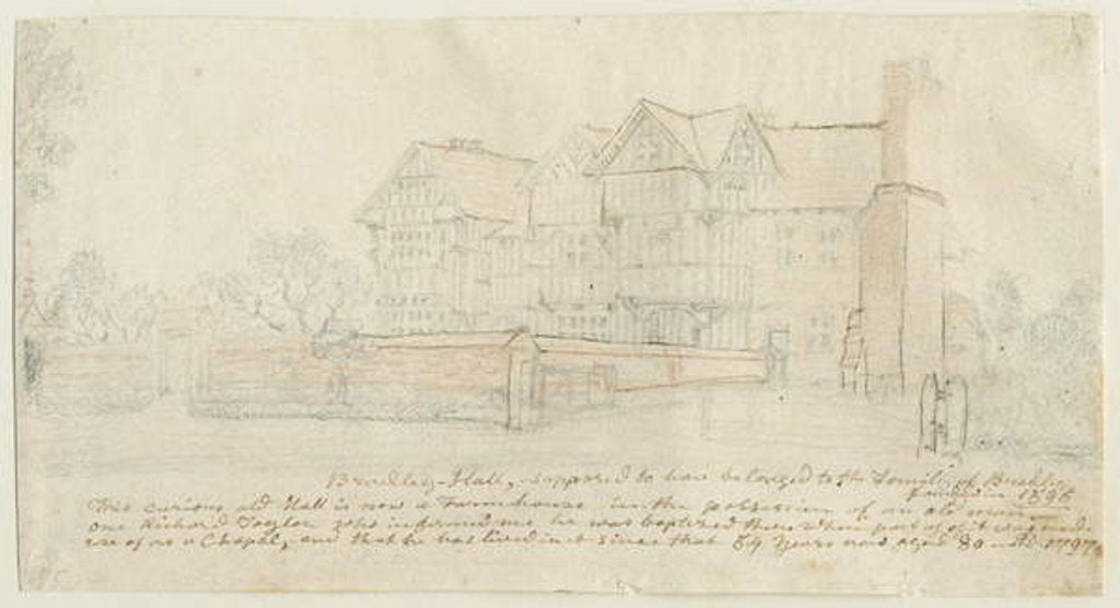 Detail of Kingswinford - Bradley Hall: tinted pencil drawing, 1797 by School English