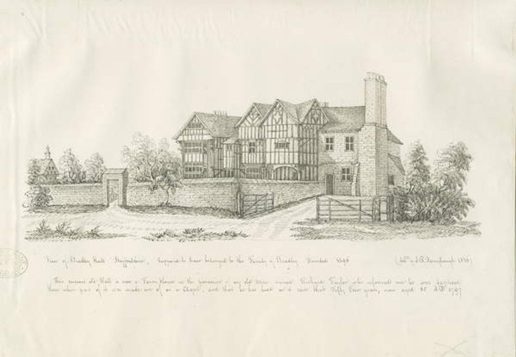 Detail of Kingswinford - Bradley Hall: pen and ink drawing, 1836 by John Robert Fernyhough