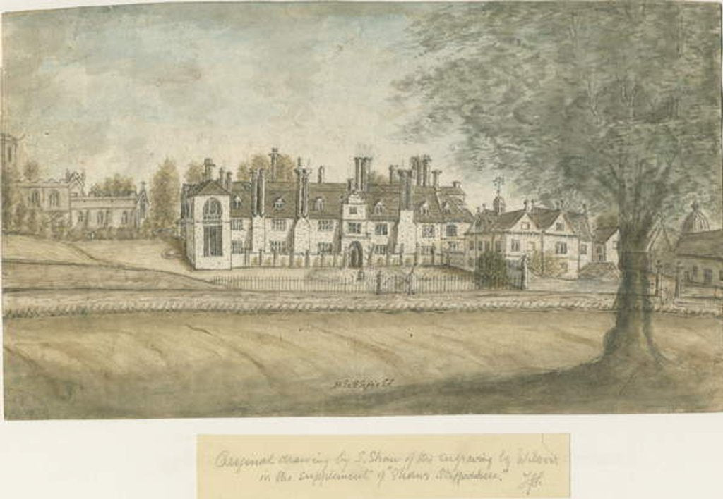 Detail of Blithfield Hall: water colour painting, nd [18th cent] by Stebbing Shaw
