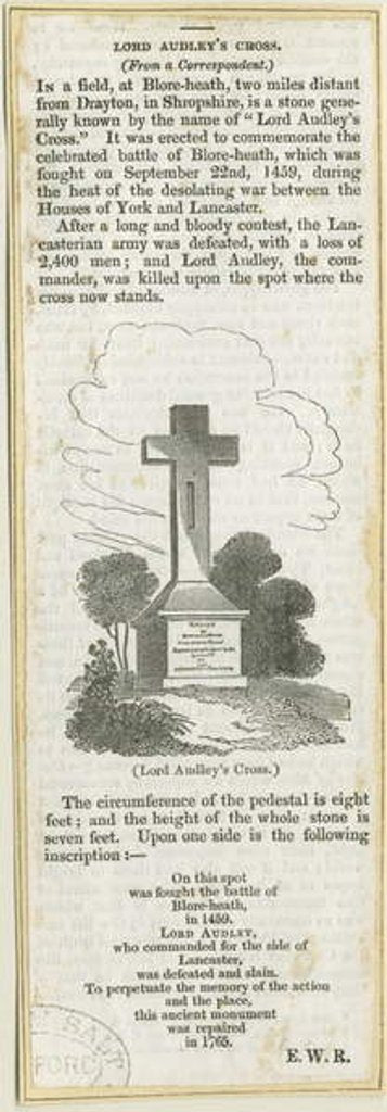 Detail of Drayton-in-Hales - 'Audley Cross on Blore Heath' by School English