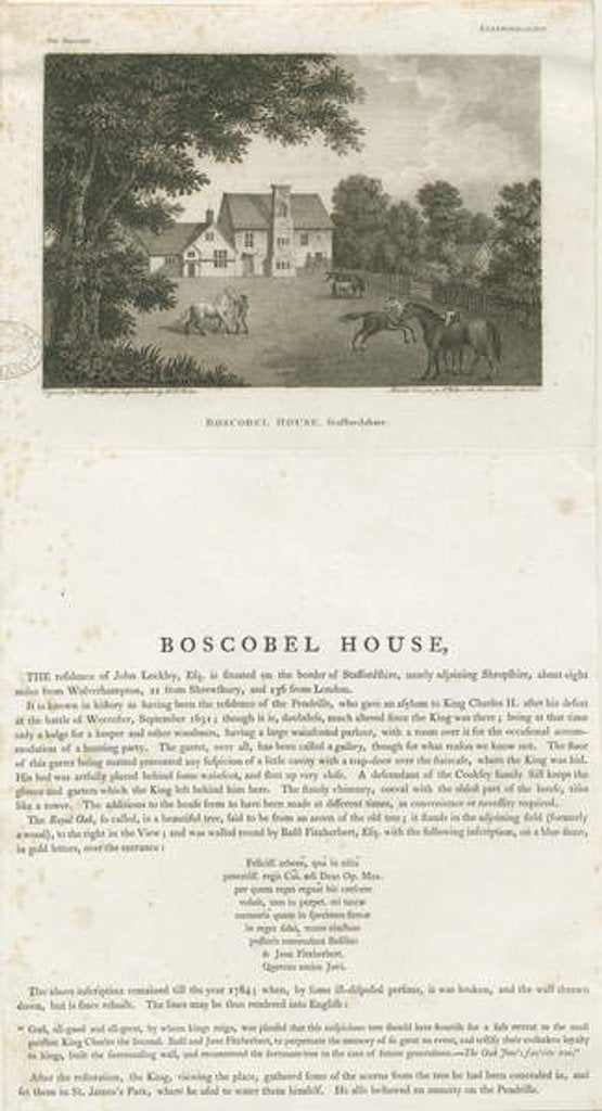 Detail of Boscobel House: engraving, nd [1 Nov 1800] by John Walker