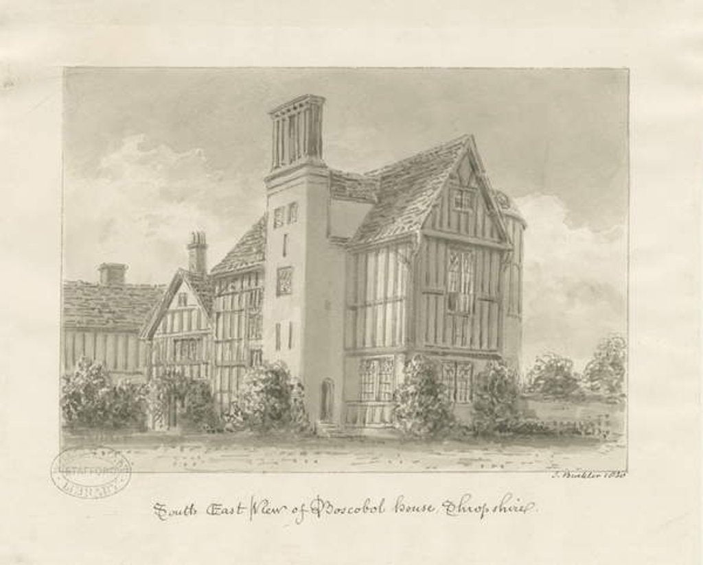 Detail of Boscobel House: sepia wash, 1820 by John Buckler