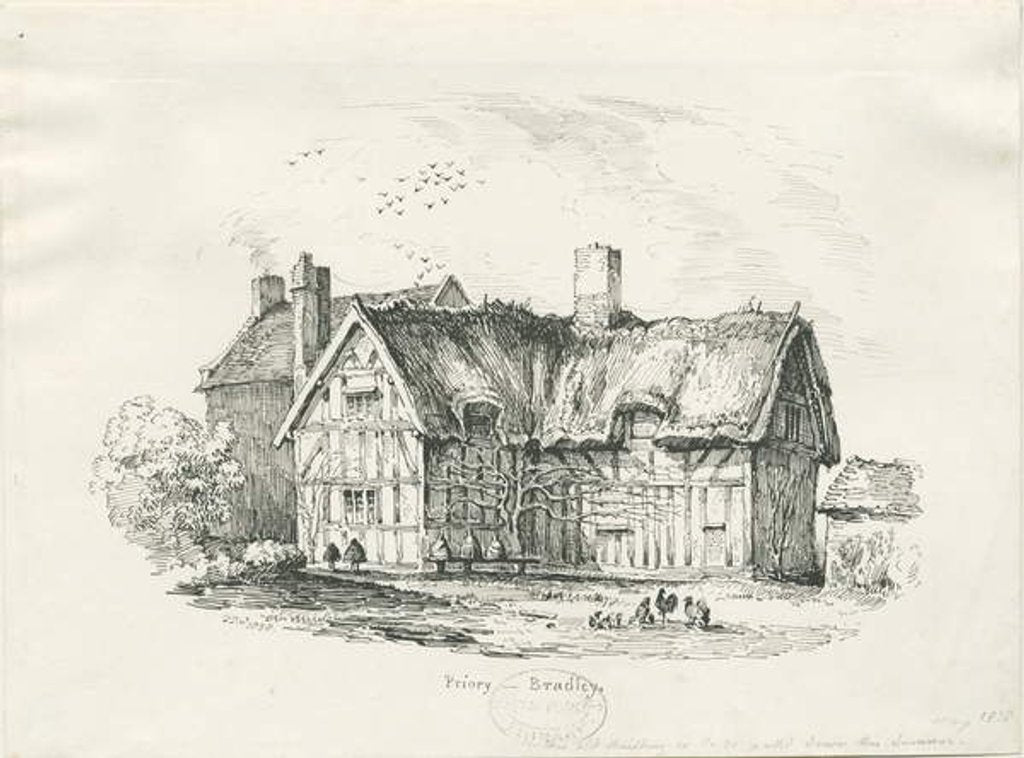 Detail of Bradley 'Priory' : pen drawing, 1838 by Thomas Peploe Wood