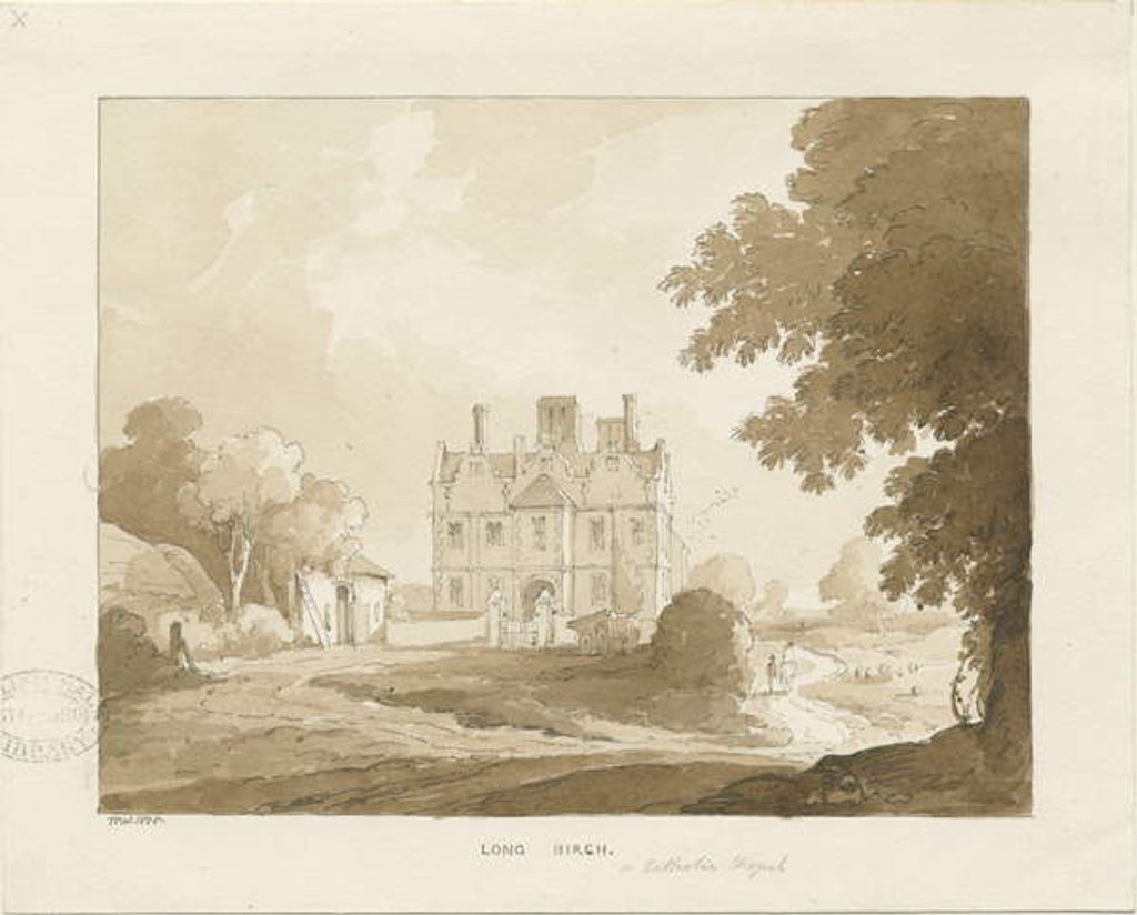 Detail of Brewood - Long Birch Hall: sepia drawing, 1838 by Thomas Peploe Wood