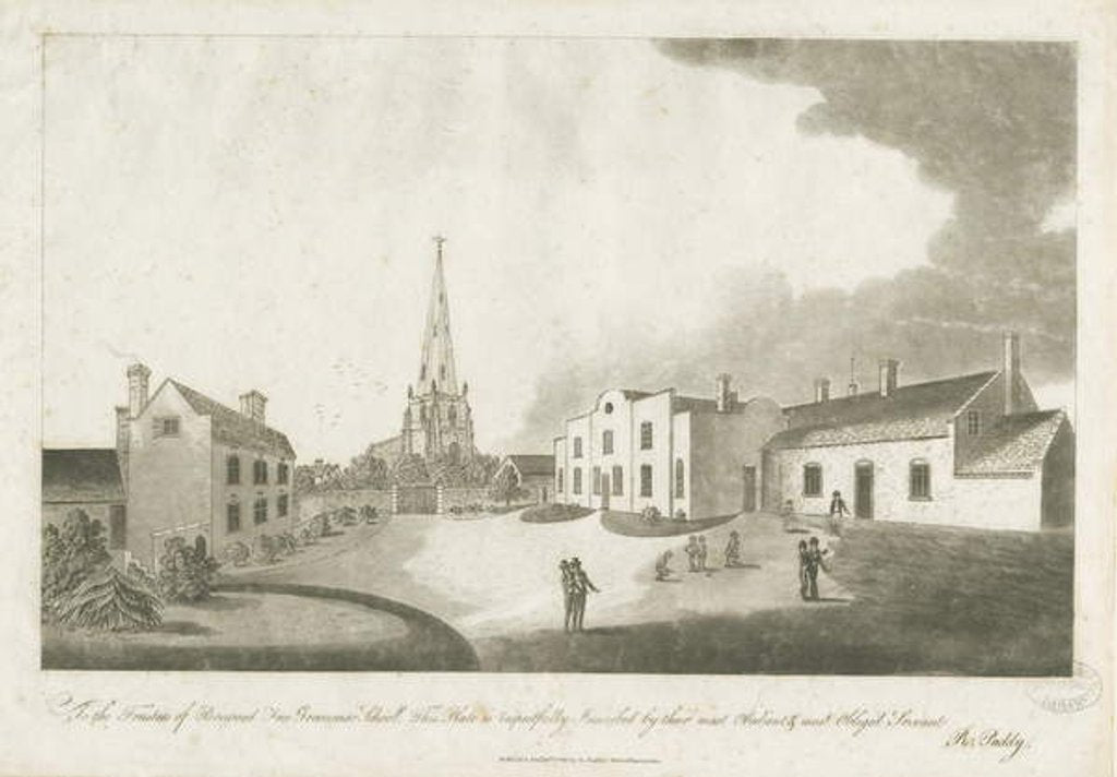 Detail of Brewood Grammar School: aquatint engraving, 30 Jan 1799 by School English