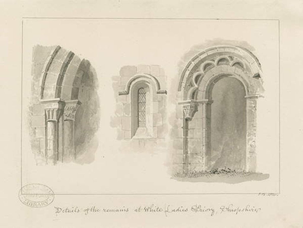 Detail of Brewood - Whiteladies Priory by John Buckler