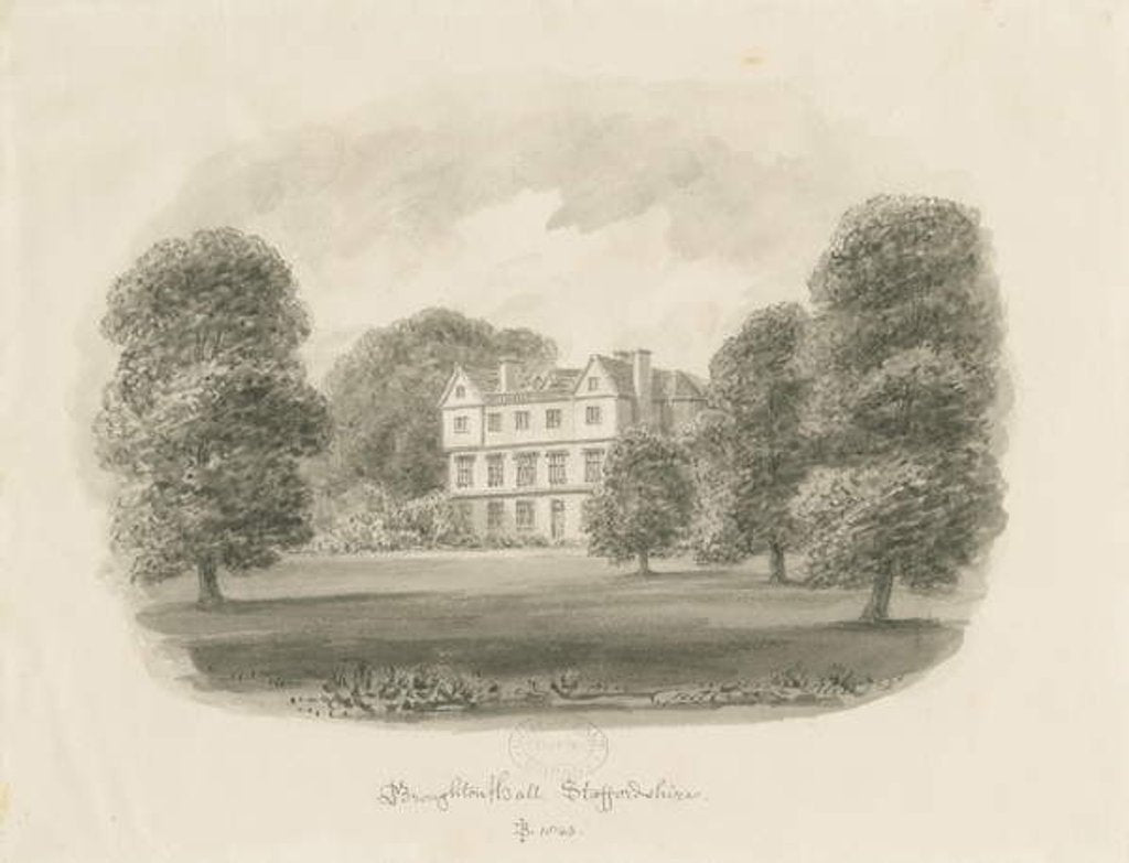 Detail of Broughton Hall: sepia drawing, 1843 by John Buckler