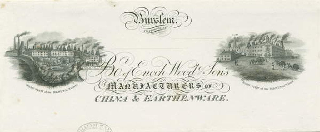 Detail of Burslem - Bill heading of Enoch Wood & Sons: engraving, nd [?19th cent] by School English
