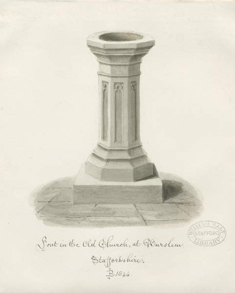 Detail of Burslem - Font at St. John's Church by John Buckler