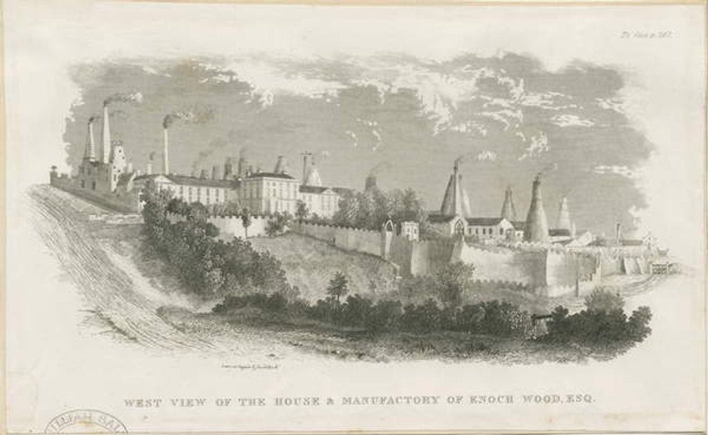 Detail of Burslem - house and factory of Enoch Wood & Sons by School English