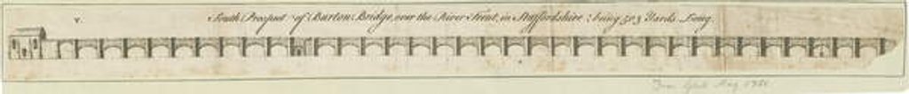 Detail of Burton-upon-Trent Bridge and Town: engraving, nd [1751] by School English