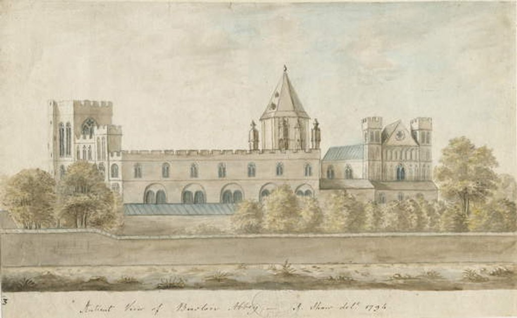 Detail of Burton-upon-Trent Abbey: water colour painting, 1794 by Stebbing Shaw
