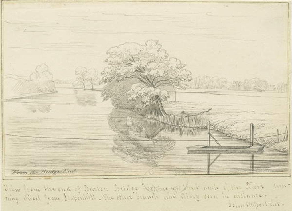 Detail of Burton-upon-Trent - Trent river: pen and ink drawing, nd [1799-1854] by John Allport