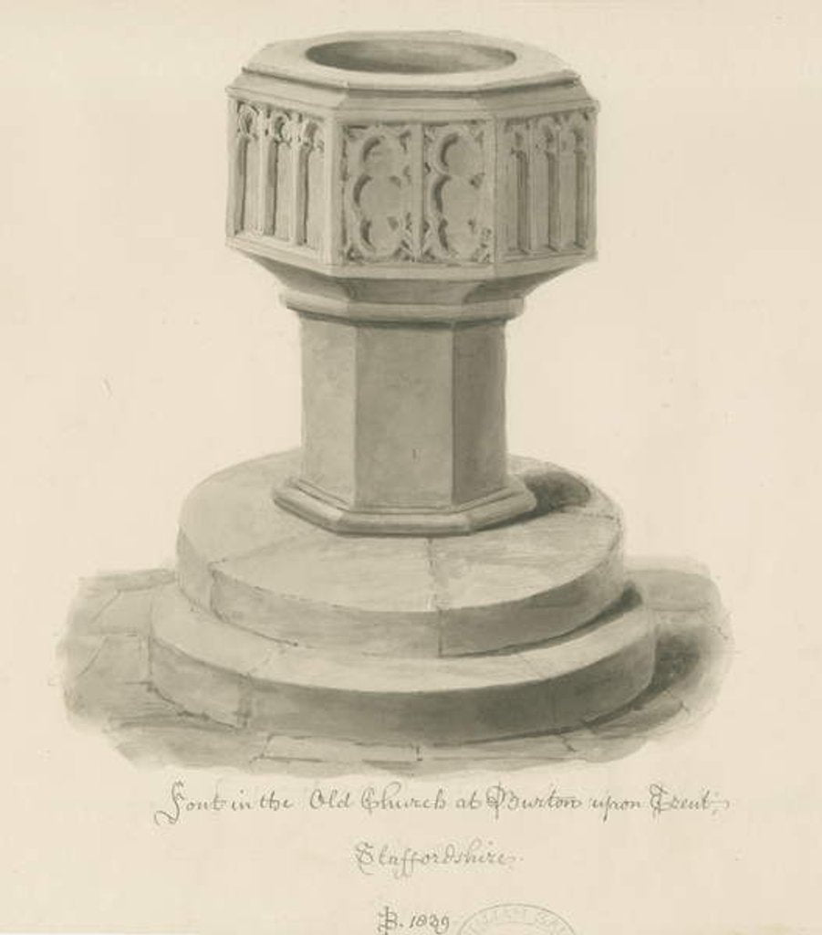 Detail of Burton-upon-Trent - Font in the Old Church by John Buckler