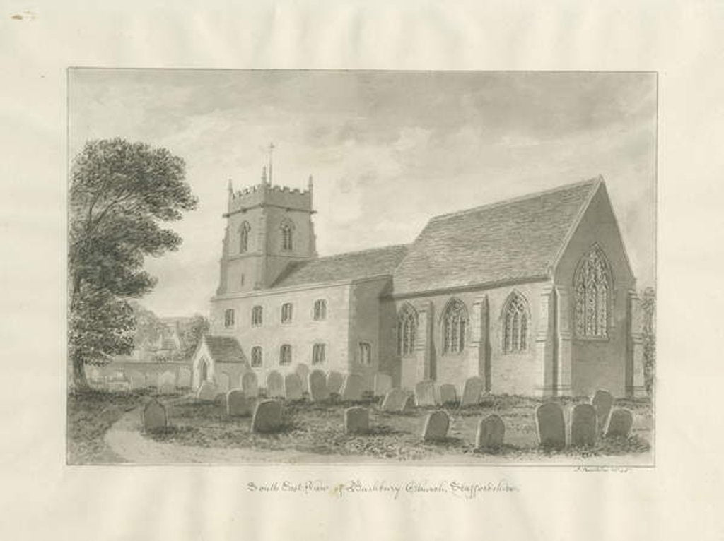 Detail of Bushbury Church by John Buckler