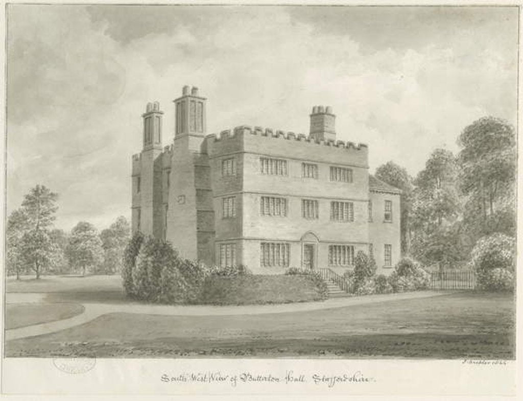 Detail of Butterton Hall by John Buckler