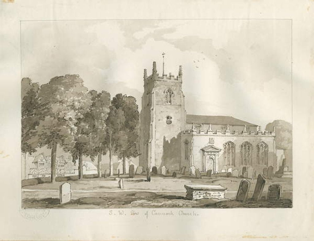 Detail of Cannock Church: sepia drawing, 1836 by Thomas Peploe Wood