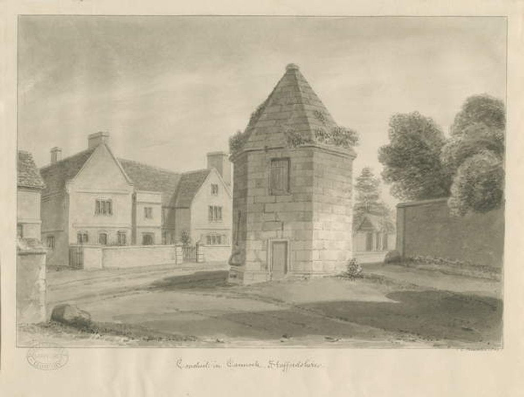 Detail of Cannock Town - Conduit: sepia drawing, 1841 by John Chessell Buckler