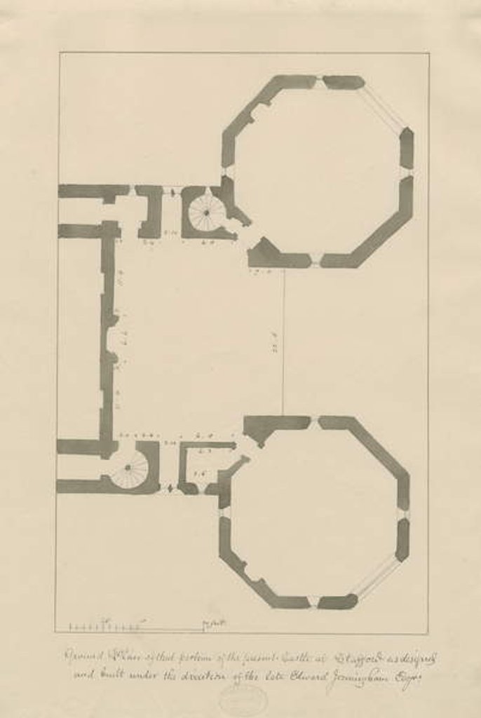 Detail of Castle Church - Stafford Castle: pencil and wash by John Buckler
