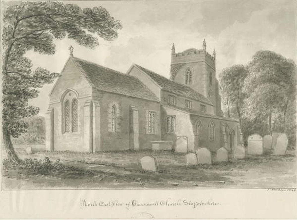 Detail of Caverswall Church by John Buckler