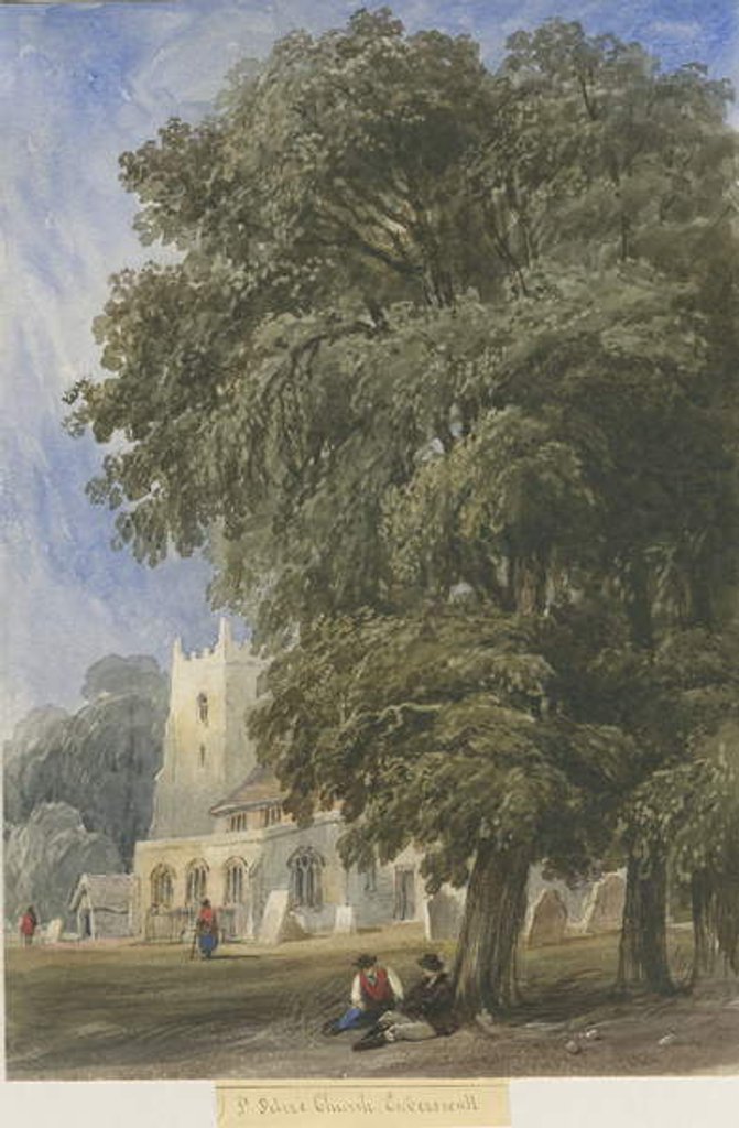 Detail of Caverswall Church: water colour painting, nd [c1830-1840] by Lewis John Wood