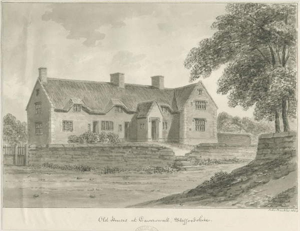 Detail of Caverswall Village - Old Houses by John Buckler