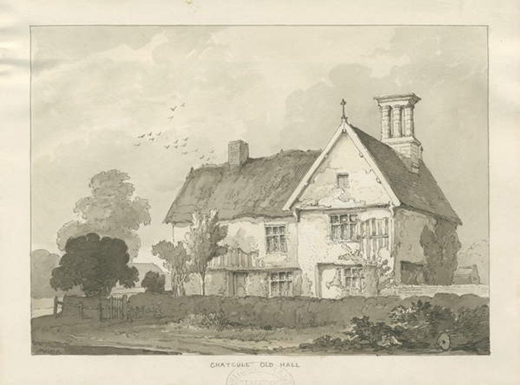Detail of Chatcull Old Hall: pen and wash drawing, 1838 by School English