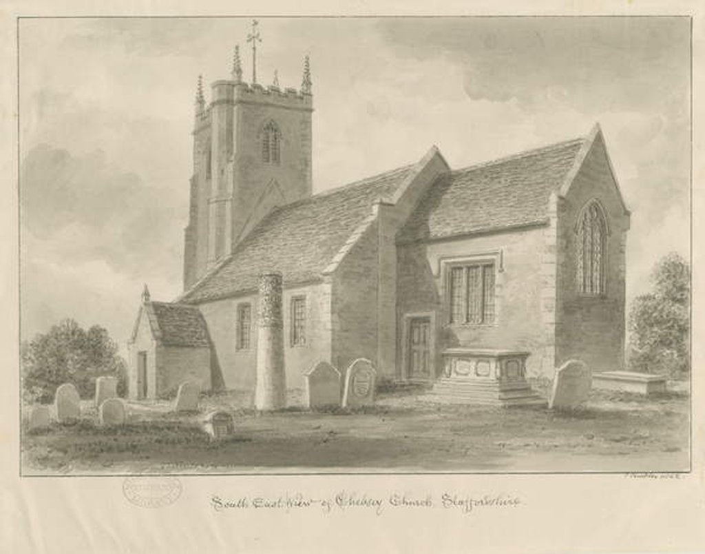 Detail of Chebsey Church by John Buckler