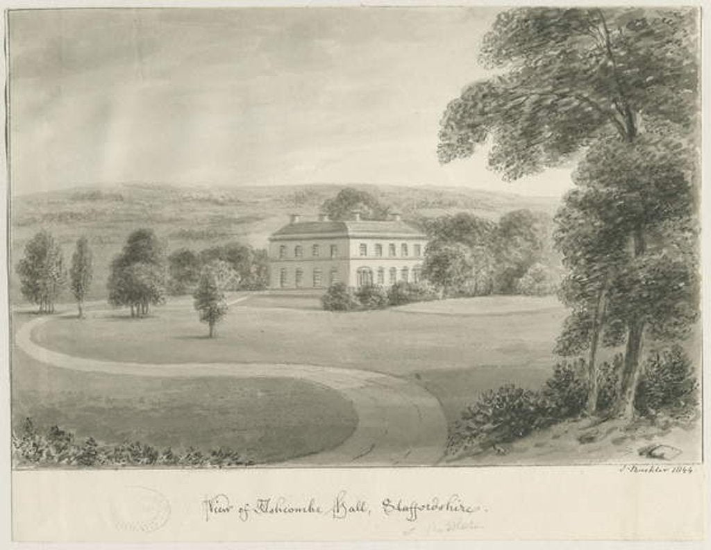Detail of Cheddleton - Ashcombe Hall: sepia drawing, 1844 by John Buckler